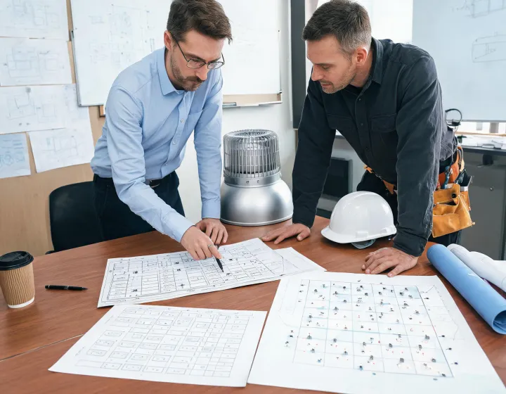 Lighting engineer reviewing a fixture schedule